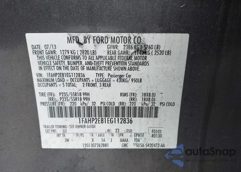 2014 Ford Taurus Sel z USA, uszkodzony, nr VIN 1FAHP2E81EG112836